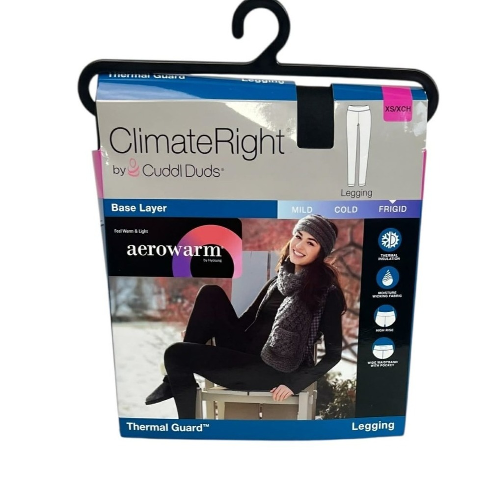 Climate Right Cuddl Duds Base Layer AeroWarm Thermal Leggings Frigid Black XS